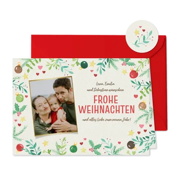 Weihnachtskarte Foto fröhliche Weihnachtssymbole